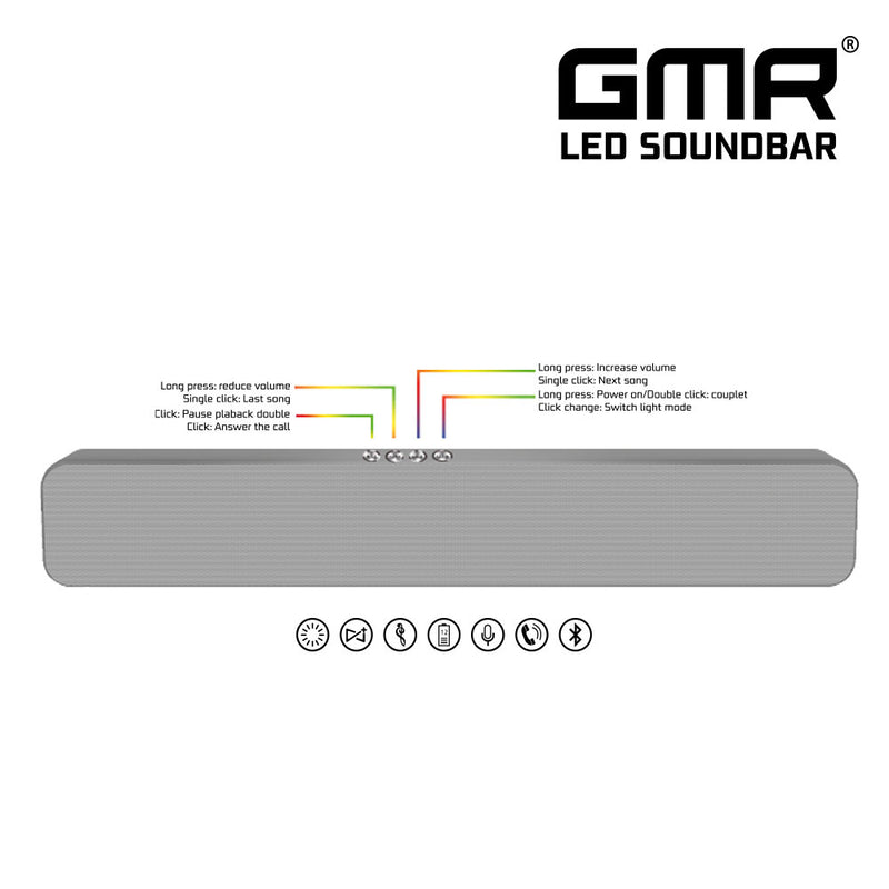 GMR soundbar PC speaker - Draadloos - led