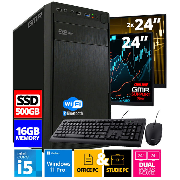 Intel Compleet PC | Intel Core i5 | 16 GB RAM | 500 GB SSD | Windows 11 Pro