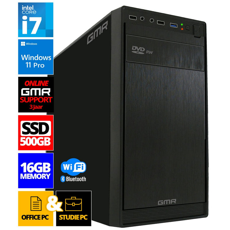 Intel Compleet PC | Intel Core i7 | 16 GB RAM | 500 GB SSD | Windows 11 Pro