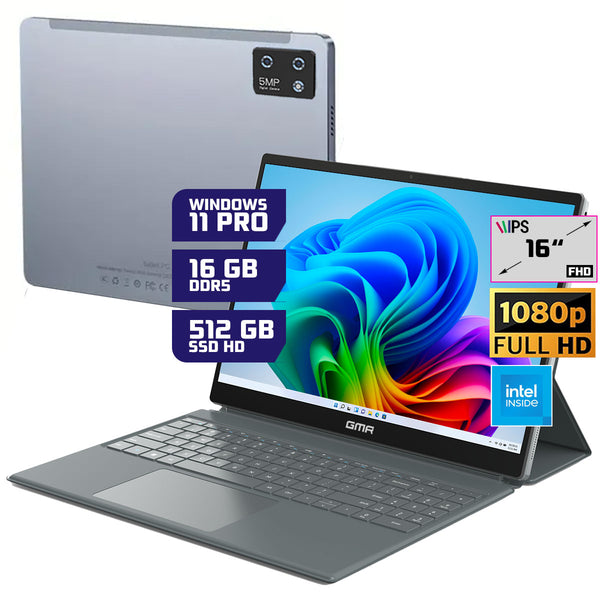GMR - Windows 11 Tablet - 16inch - Touchscreen - Toetsenbord / Cover - Intel - 16GB RAM - 512GB SSD - Ideaal voor Thuis, Kantoor en Studie