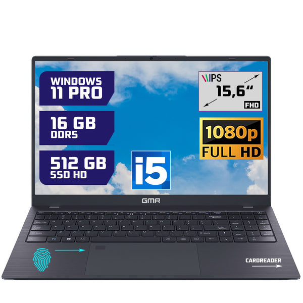 GMR - 15.6 Inch Full HD Laptop - Intel Core i5 - 16GB DDR5 RAM - 512GB SSD - Windows 11 Pro voor Thuis, Office en Studie notebook