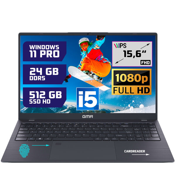 GMR - 15.6 Inch Full HD Laptop - Intel Core i5 - 24GB DDR5 RAM - 512GB SSD - Windows 11 Pro voor Thuis, Office en Studie notebook