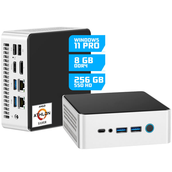 GMR Ultra Mini PC - Smart Computer – Snelle AMD Silver | Windows 11 Pro | 8GB RAM | 256GB SSD | USB-C | WiFi & Bluetooth | VESA Mount | Dual Monitor Support | 3 Jaar Garantie