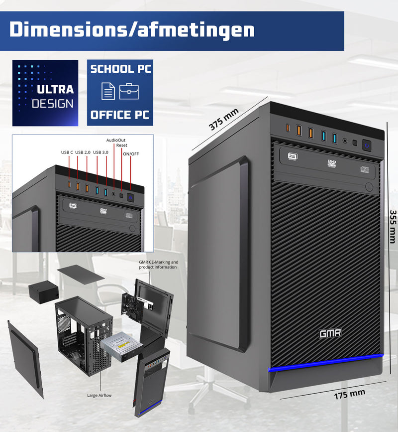 Intel Ultra Compleet Desktop PC | Intel Core i5 | 16 GB RAM | 1024GB SSD M.2 | DVD+RW | Windows 11 Pro | Business Office Multimedia Computer