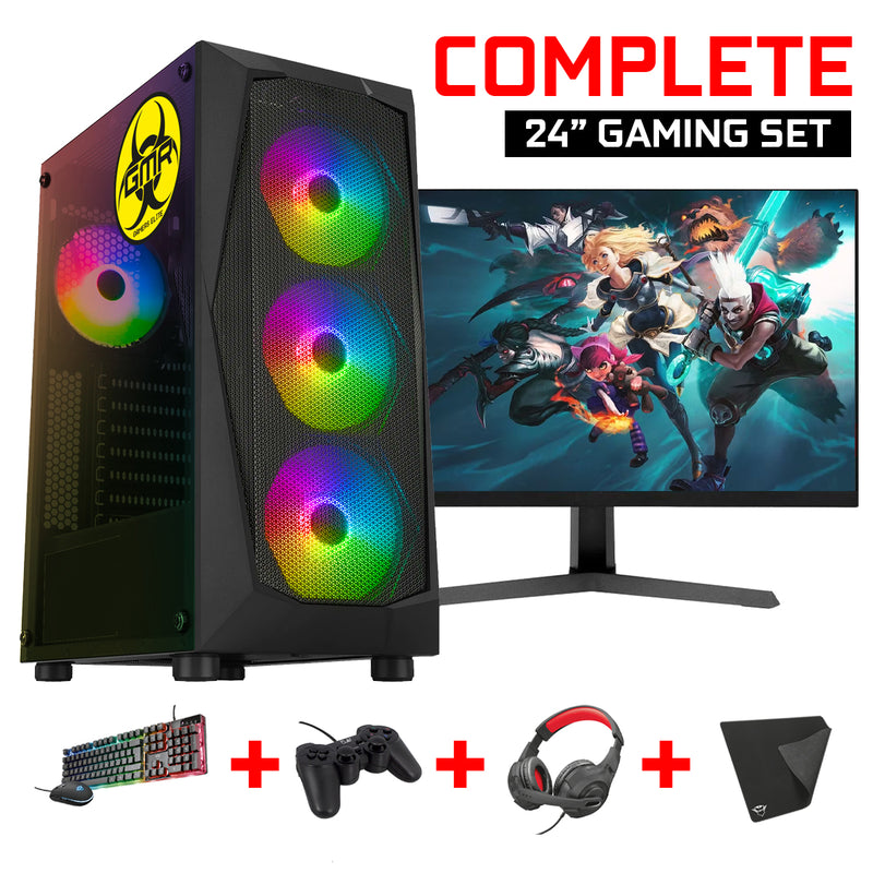 Game Computer SET geschikt voor Minecraft / Ryzen 5 - Vega 7 - 16GB - 500GB SSD / Inclusief 24" Gaming Monitor, Muis & Toetsenbord, Controller, Headset & Muismat