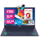 GMR - 15.6 Inch Full HD Laptop - Intel N95 - 16GB DDR4 RAM - 512GB SSD - Office 2024 - Windows 11 Pro voor Thuis, Office en Studie notebook